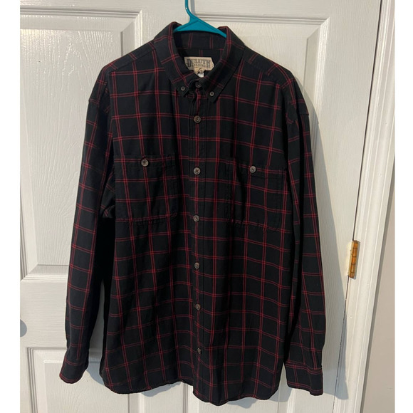 DULUTH TRADING Men Flannel Long Sleeve Button Front 100% Cotton Size Large Shirt - Picture 1 of 7
